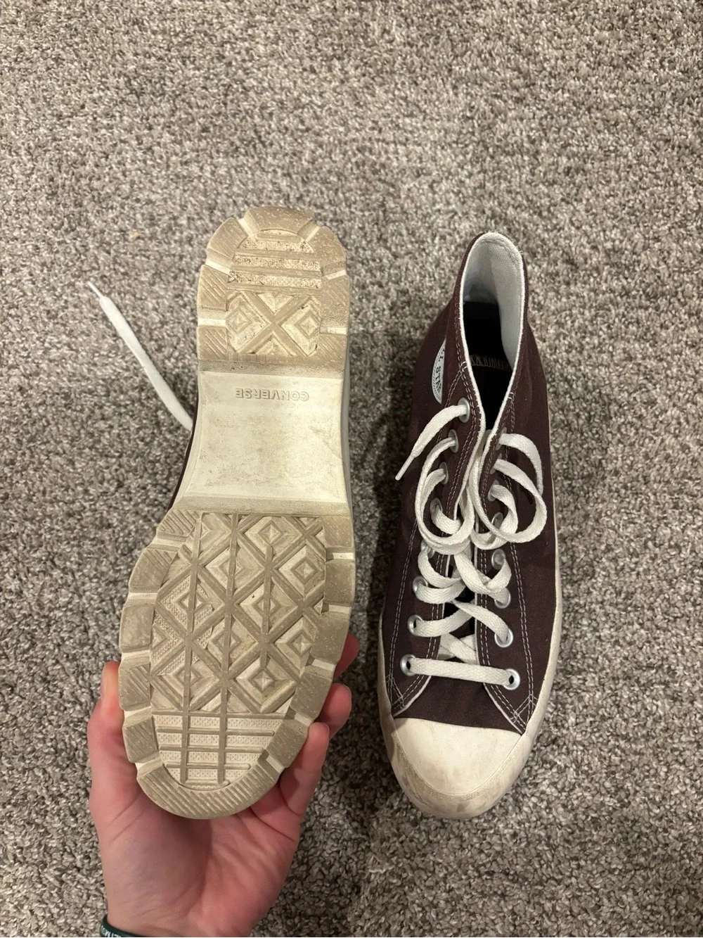 Converse High Top Sneakers - Dark Brown with White Accents